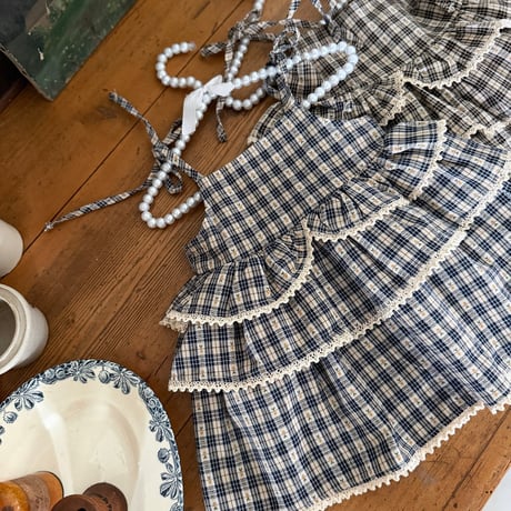 [予約] Checked Tiered Dress/ marron