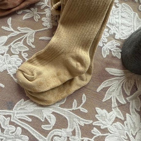 [予約] Velour Ribbed Tights/ OREN by Hibyebebe