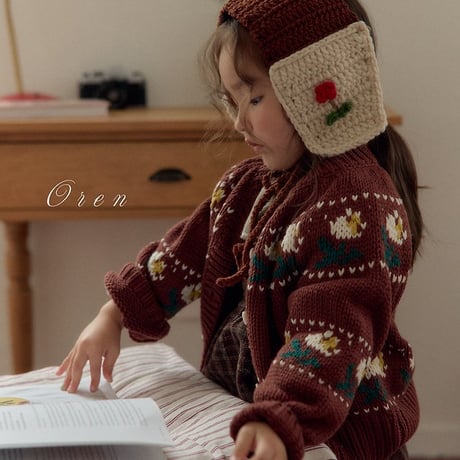 [予約] Belloti Flower Knit Cardigan (Two-Way Wear)/ OREN by Hibyebebe