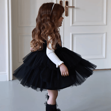 [予約] Onyx Tiered Tulle Dress