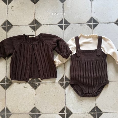 [予約]Bruno Knit Set (Cardigan + Overalls)/ OREN by Hibyebebe
