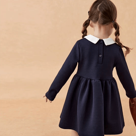 [予約] Navy Ribbon Collar Dress