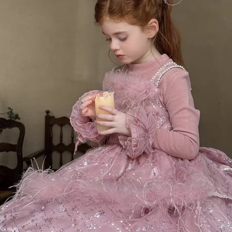 [予約] Pink Blush Feather Dress + T-shirt