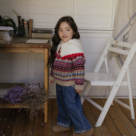 [予約] Maple Embroidered Denim Pants/ OREN by Hibyebebe