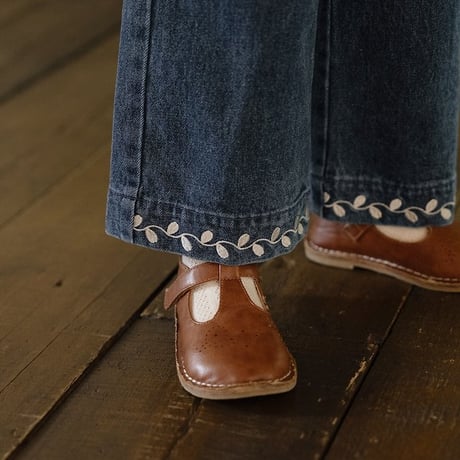 [予約] Maple Embroidery Denim Pants/ OREN by Hibyebebe
