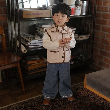 [予約] Maple Embroidery Denim Pants/ OREN by Hibyebebe