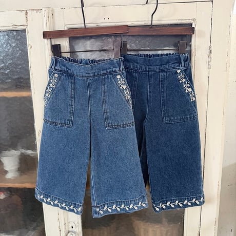 [予約] Maple Embroidery Denim Pants/ OREN by Hibyebebe