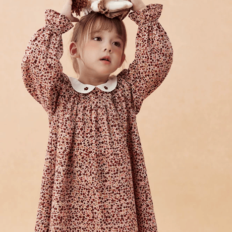 [予約] Vintage Berry Floral Dress