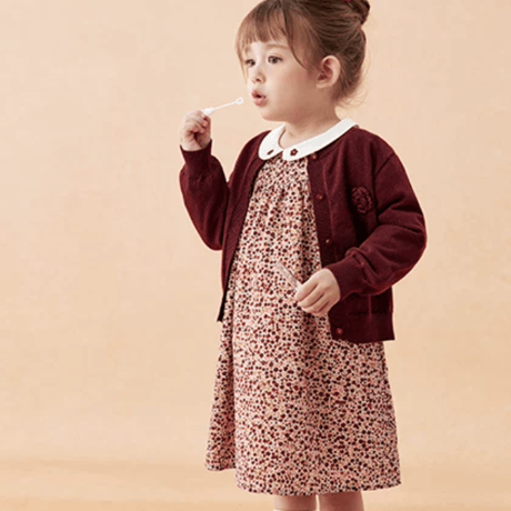 [予約] Vintage Berry Floral Dress