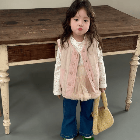 [予約] Cozy Polka-Dot Reversible Padded Vest / aiai
