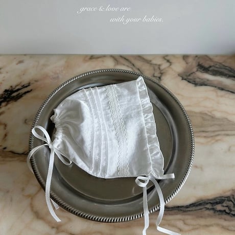 [予約] Satin Pintuck Bonnet/ Monbebe