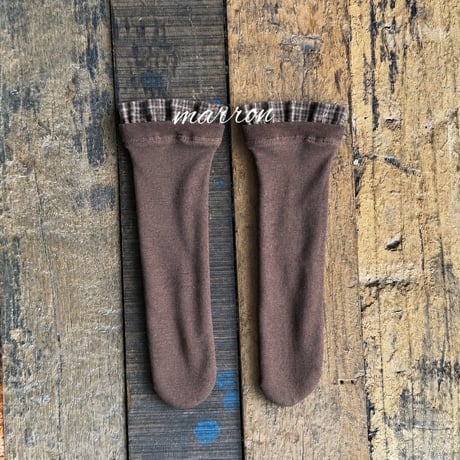 [予約] Checkered socks/ marron