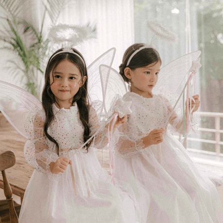 [予約] Little Angel Dress& Headband set (White)/ Mini Recipe