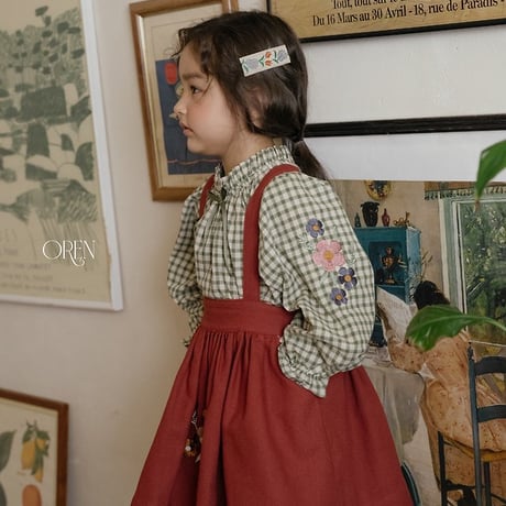 [予約] Manon Check Blouse/ OREN by Hibyebebe