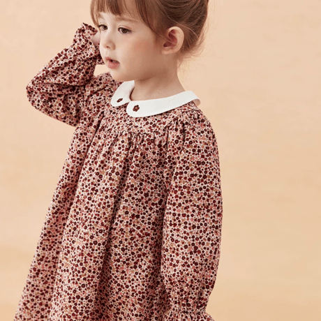 [予約] Vintage Berry Floral Dress