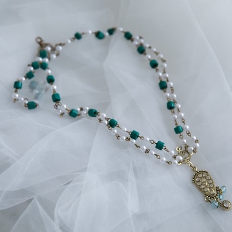 [予約] Turquoise Moon Pearl Necklace