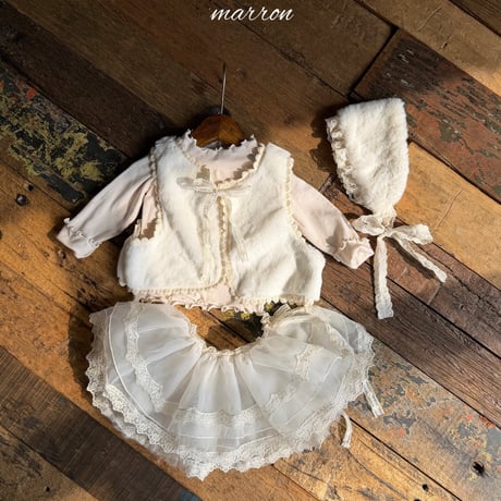 [予約] Lace-fur vest/ marron