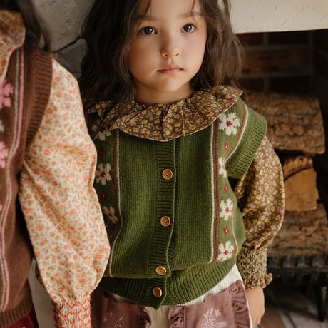 [予約] Bert Fleur Knit Vest/ OREN by Hibyebebe