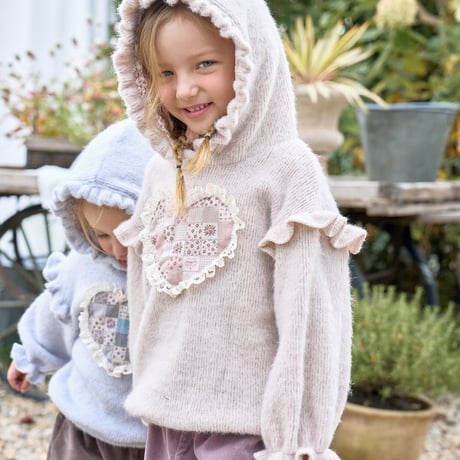 [予約] Heart knit hoodie/ marron