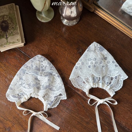 [予約] Lace bonnet/ marron