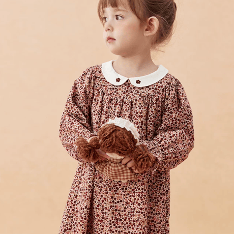[予約] Vintage Berry Floral Dress