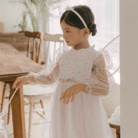 [予約] Little Angel Dress& Headband set (White)/ Mini Recipe