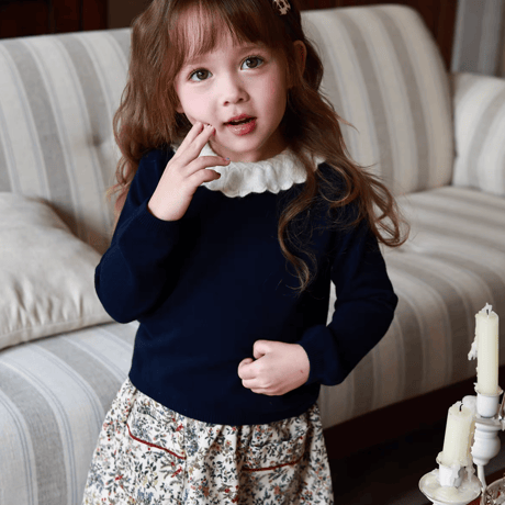 [予約] Scallop Collar Navy Top