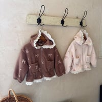 [予約] Ribbon hooded zip-up/ marron