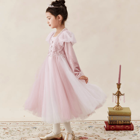 [予約] Pink Rosette Princess Dress (&Cape SET)