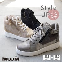【2026年秋冬/再入荷】MUUM ムーム ハイカットスニーカー ビジュー インヒール レースアップ 星(スター)