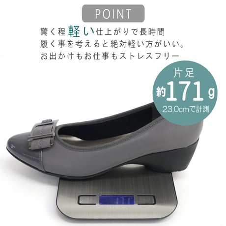 AC パンプス 日本製 3E バックル アーモンドトゥ ウエッジソール 軽い 美脚 セレモニー