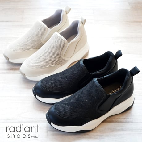 【2026年春夏新作】radiant shoes スニーカー スリッポン レディース 3E メッシュ ラメ 軽量 厚底