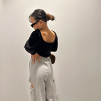 〈即納〉𝐎𝐫𝐢𝐠𝐢𝐧𝐚𝐥 ベロアバックオープンロンtee