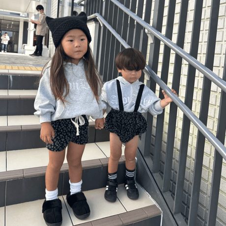 〈即納〉𝐎𝐫𝐢𝐠𝐢𝐧𝐚𝐥 ブラック×グレーレオパード ショートパンツ&ベビー