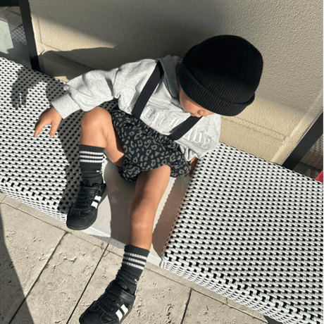 〈即納〉𝐎𝐫𝐢𝐠𝐢𝐧𝐚𝐥 ブラック×グレーレオパード ショートパンツ&ベビー