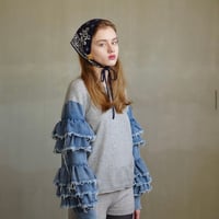 ◆予約◆ デニムフリル袖 ニットプルオーバー