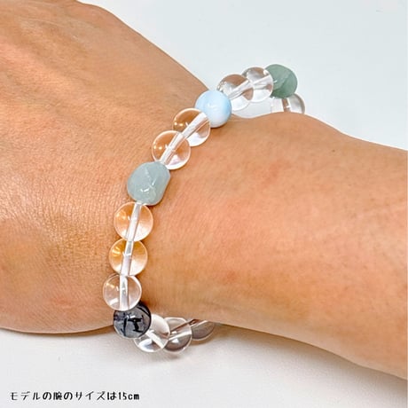 海のきらめきをまとう、アクアマリン×ラリマー ブレスレット｜16cm