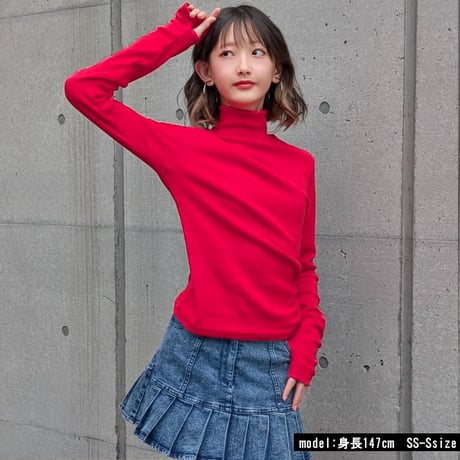 b5065　カラフルハイネック指穴ロンT