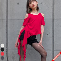 b5291　肩あきアシメフリルT