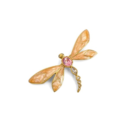 KJL for AVON　エイボン　ピンクエナメル　トンボ　ブローチ