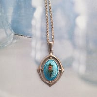 チャールズホーナー　ギロッシュエナメル　手書きの薔薇　スターリングシルバー　ペンダント