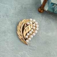 CROWN TRIFARI　クラウントリファリ　リーフ　パール　ブローチ