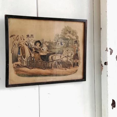 ヴィクトリアン　手彩色版画のフレーム　The Royal Infant's Drive in Windsor Park