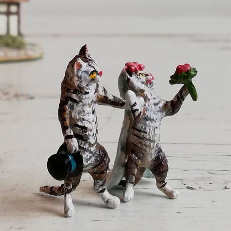 ヴィエナブロンズ　猫のウェディングカップル　 フリッツ・ベルマン工房　証明書付