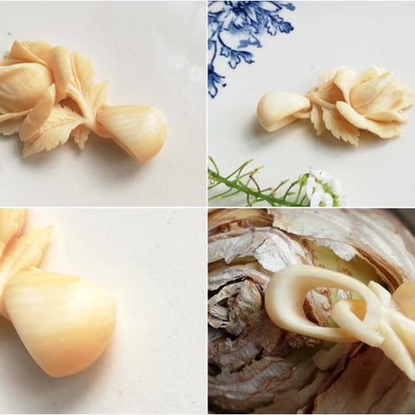 アイボリー　薔薇のペンダントップ　フランスアンティーク