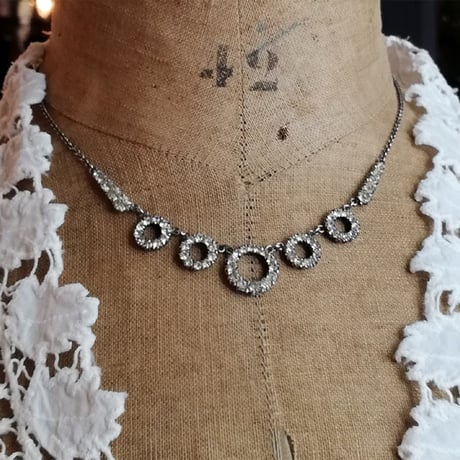 スターリングシルバー 　ペーストガラス　アールデコ ネックレス