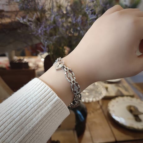 スターリングシルバー　パドロック　ブレスレット