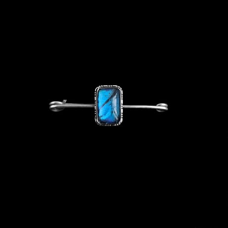 モルフォ蝶　バタフライウィング　シルバー　スクエア　バーブローチ　イギリスアンティーク