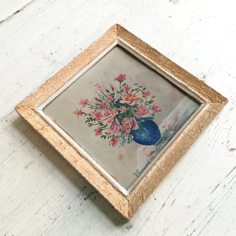 薔薇の油彩画　1948年　フランスヴィンテージ　オイルペイント