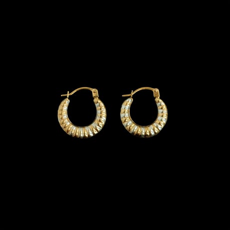 9Kゴールド　イエロー×ホワイトゴールド　フープピアス